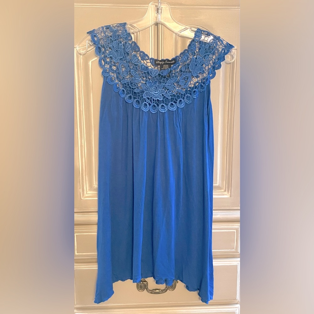 Blue Top with Lace Detail